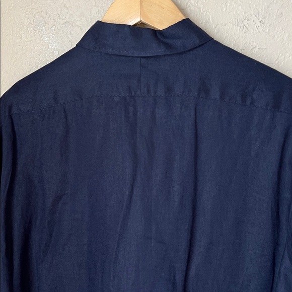 Ralph Lauren navy blue linen button down tunic top - Picture 8 of 8